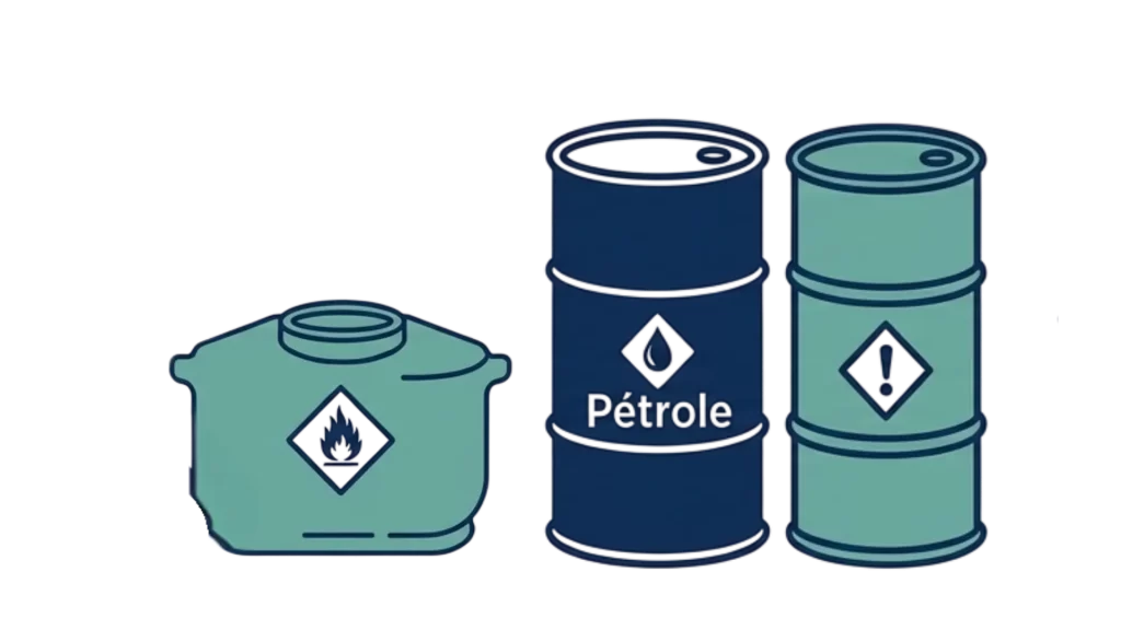 Produits non collectés par Novacyd : barils d'entreposage et de pétrole