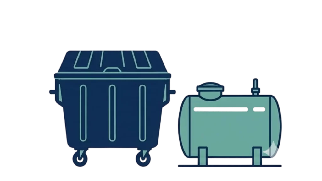 Produits non collectés par Novacyd : réservoirs d'huile et de collecte de déchats